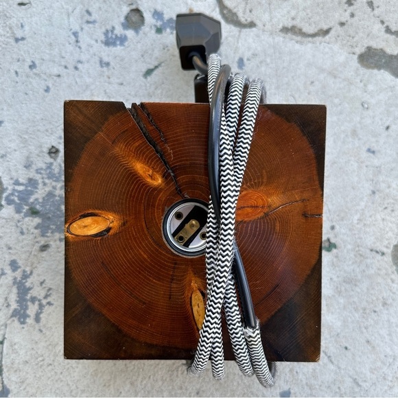 Solid Wood Block Light Bulb Lamp - Picture 3 of 14